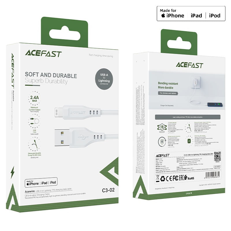ACEFAST C3-02 USB-A to Lightning TPE charging data cable