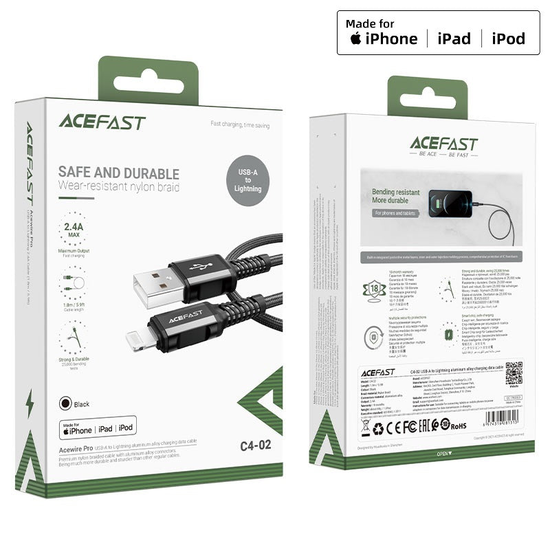 ACEFAST C4-02 USB-A to Lightning aluminum alloy charging data cable