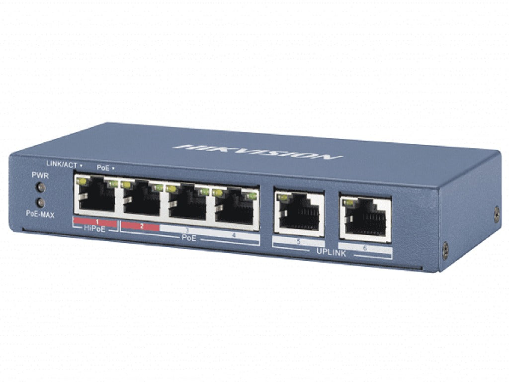 Switch PoE DS-3E0106P-E/M(4 PoE + 2Uplink)