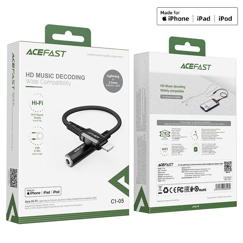 ACEFAST C1-05 Lightning to 3.5mm aluminum alloy headphones adapter cable