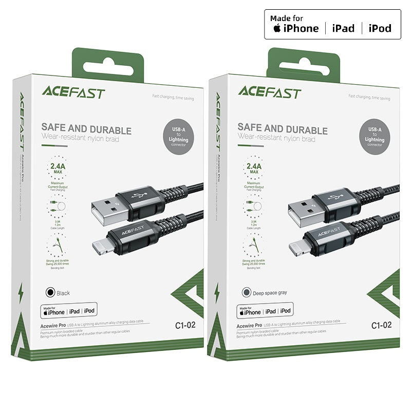 ACEFAST C1-02 USB-A to Lightning aluminum alloy charging data cable