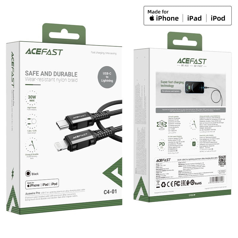 ACEFAST C4-01 USB-C to Lightning aluminum alloy charging data cable