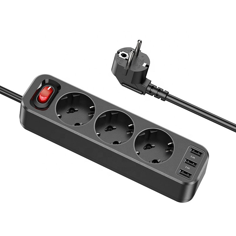 HOCO NS2 3-position extension cord socket(including 3*USB output)(EU/GER)